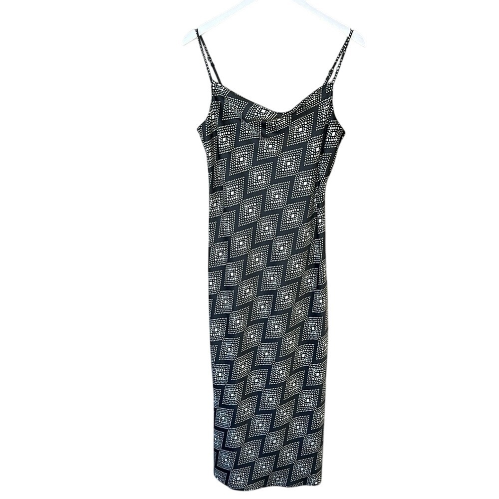 NWT Banana Republic Factory Grey White Geometric Design Satin‎ Slip Dress Size S